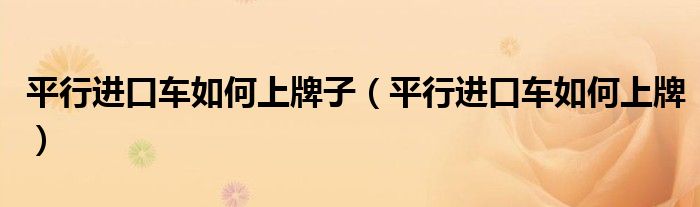 平行進口車如何上牌子（平行進口車如何上牌）