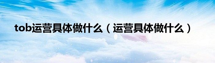 tob運營具體做什么（運營具體做什么）