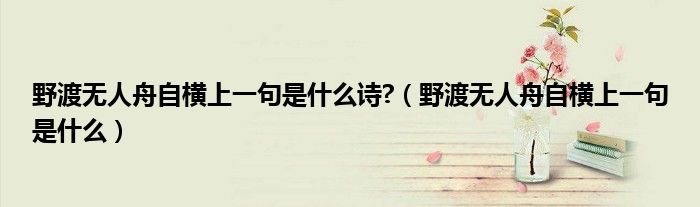 野渡無人舟自橫上一句是什么詩?（野渡無人舟自橫上一句是什么）