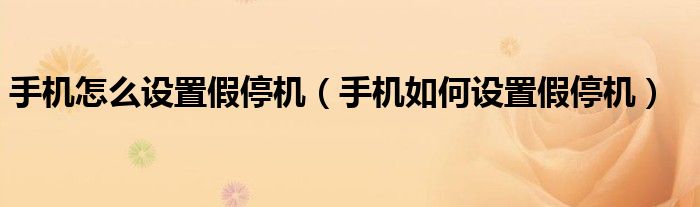 手機怎么設(shè)置假停機（手機如何設(shè)置假停機）