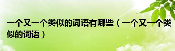 一個又一個類似的詞語有哪些（一個又一個類似的詞語）
