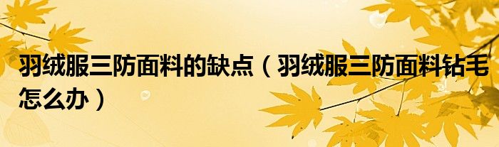 羽絨服三防面料的缺點（羽絨服三防面料鉆毛怎么辦）