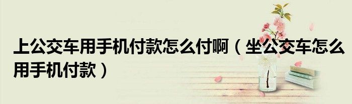 上公交車用手機付款怎么付啊（坐公交車怎么用手機付款）