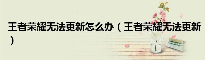 王者榮耀無法更新怎么辦（王者榮耀無法更新）