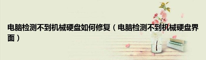 電腦檢測不到機械硬盤如何修復（電腦檢測不到機械硬盤界面）