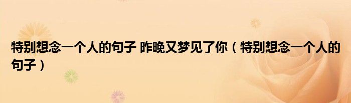 特別想念一個(gè)人的句子 昨晚又夢(mèng)見(jiàn)了你（特別想念一個(gè)人的句子）