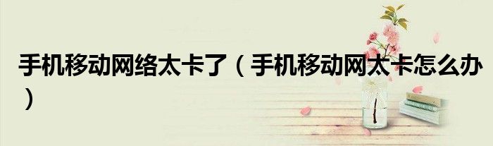 手機移動網絡太卡了（手機移動網太卡怎么辦）