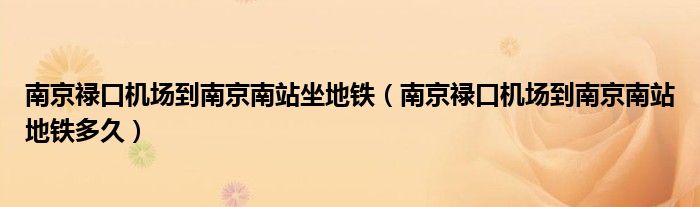 南京祿口機場到南京南站坐地鐵（南京祿口機場到南京南站地鐵多久）