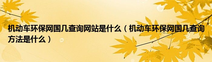 機動車環(huán)保網國幾查詢網站是什么（機動車環(huán)保網國幾查詢方法是什么）