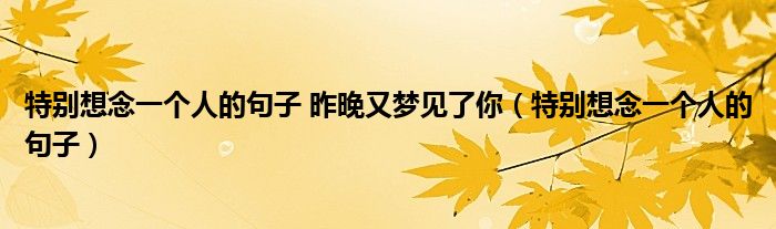 特別想念一個人的句子 昨晚又夢見了你（特別想念一個人的句子）