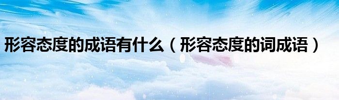 形容態(tài)度的成語有什么（形容態(tài)度的詞成語）