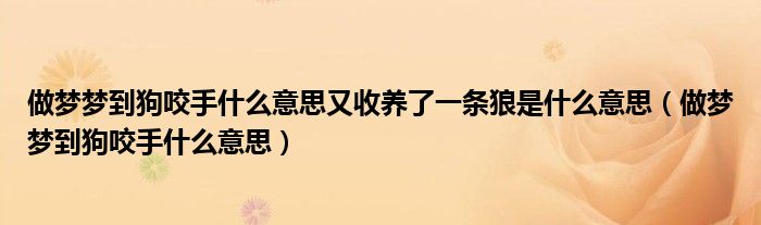 做夢夢到狗咬手什么意思又收養(yǎng)了一條狼是什么意思（做夢夢到狗咬手什么意思）