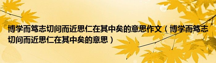 博學(xué)而篤志切問而近思仁在其中矣的意思作文（博學(xué)而篤志切問而近思仁在其中矣的意思）