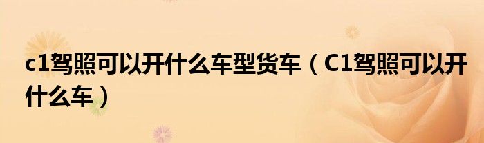 c1駕照可以開什么車型貨車（C1駕照可以開什么車）
