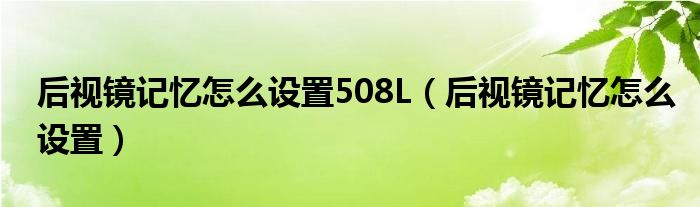 后視鏡記憶怎么設(shè)置508L（后視鏡記憶怎么設(shè)置）