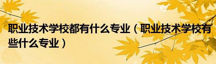 職業(yè)技術學校都有什么專業(yè)（職業(yè)技術學校有些什么專業(yè)）