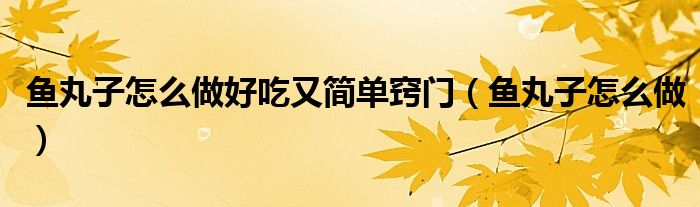 魚丸子怎么做好吃又簡單竅門（魚丸子怎么做）