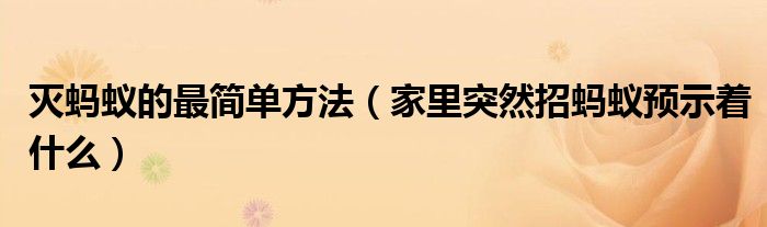 滅螞蟻的最簡單方法（家里突然招螞蟻預示著什么）