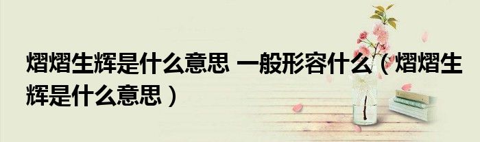 熠熠生輝是什么意思 一般形容什么（熠熠生輝是什么意思）