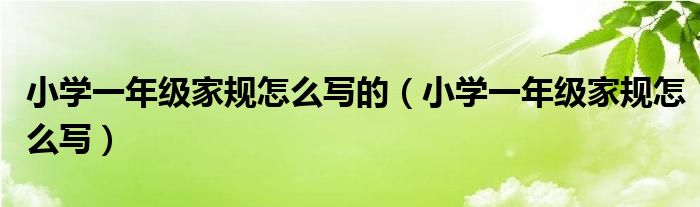 小學一年級家規(guī)怎么寫的（小學一年級家規(guī)怎么寫）