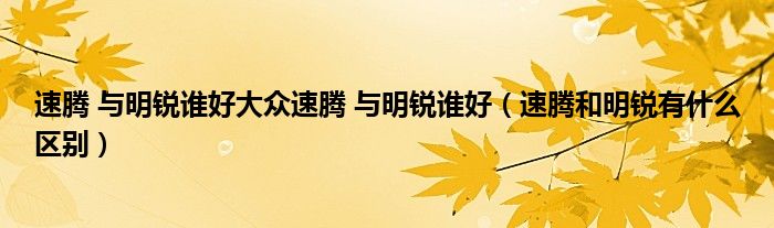 速騰 與明銳誰好大眾速騰 與明銳誰好（速騰和明銳有什么區(qū)別）