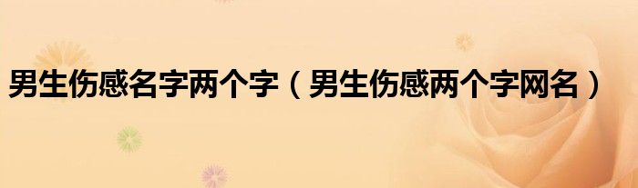 男生傷感名字兩個(gè)字（男生傷感兩個(gè)字網(wǎng)名）