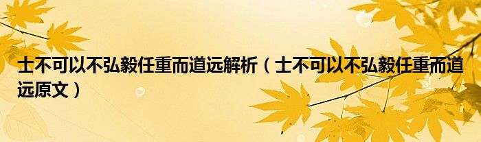 士不可以不弘毅任重而道遠(yuǎn)解析（士不可以不弘毅任重而道遠(yuǎn)原文）