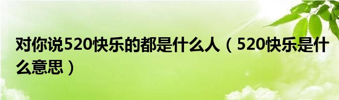 對你說520快樂的都是什么人（520快樂是什么意思）