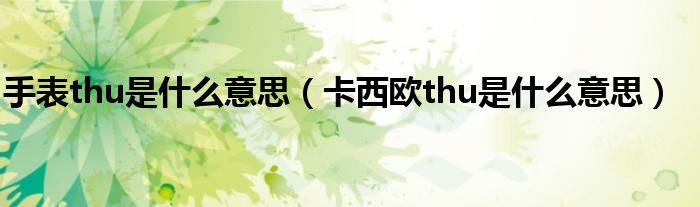 手表thu是什么意思（卡西歐thu是什么意思）