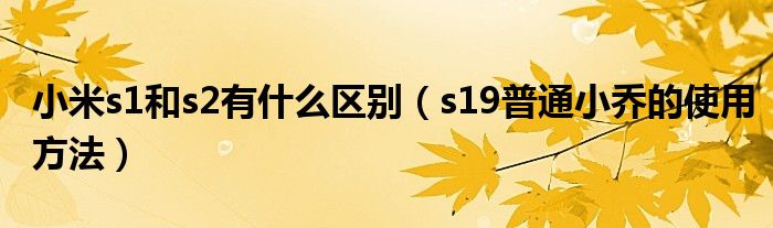 小米s1和s2有什么區(qū)別（s19普通小喬的使用方法）