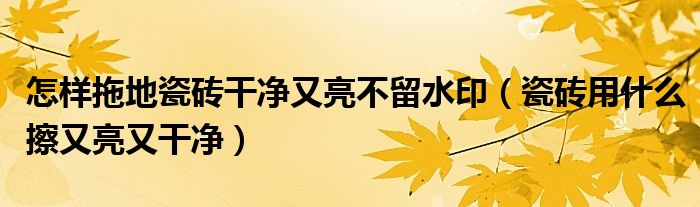 怎樣拖地瓷磚干凈又亮不留水?。ù纱u用什么擦又亮又干凈）