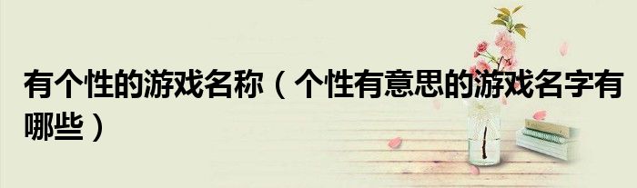 有個(gè)性的游戲名稱（個(gè)性有意思的游戲名字有哪些）
