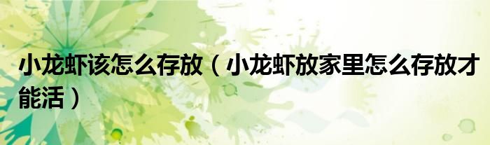 小龍蝦該怎么存放（小龍蝦放家里怎么存放才能活）