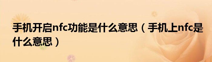 手機(jī)開啟nfc功能是什么意思（手機(jī)上nfc是什么意思）