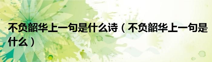 不負(fù)韶華上一句是什么詩（不負(fù)韶華上一句是什么）