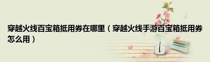 穿越火線百寶箱抵用券在哪里（穿越火線手游百寶箱抵用券怎么用）