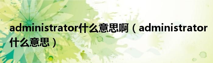 administrator什么意思?。╝dministrator什么意思）