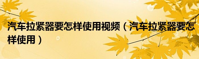 汽車拉緊器要怎樣使用視頻（汽車拉緊器要怎樣使用）