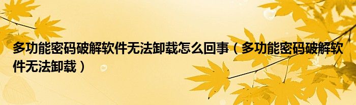 多功能密碼破解軟件無(wú)法卸載怎么回事（多功能密碼破解軟件無(wú)法卸載）