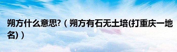 朔方什么意思?（朔方有石無土培(打重慶一地名)）