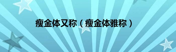 瘦金體又稱（瘦金體雅稱）