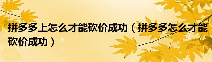 拼多多上怎么才能砍價(jià)成功（拼多多怎么才能砍價(jià)成功）