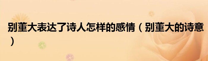 別董大表達(dá)了詩(shī)人怎樣的感情（別董大的詩(shī)意）