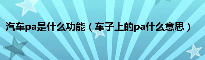 汽車pa是什么功能（車子上的pa什么意思）