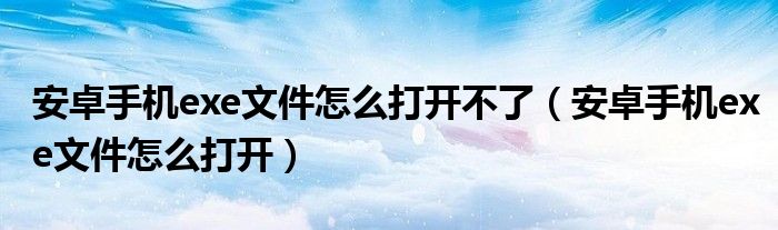 安卓手機exe文件怎么打開不了（安卓手機exe文件怎么打開）