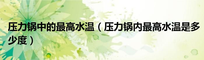 壓力鍋中的最高水溫（壓力鍋內(nèi)最高水溫是多少度）