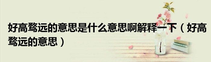 好高騖遠(yuǎn)的意思是什么意思啊解釋一下（好高騖遠(yuǎn)的意思）