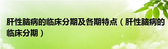 肝性腦病的臨床分期及各期特點(diǎn)（肝性腦病的臨床分期）