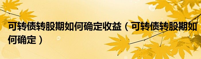 可轉(zhuǎn)債轉(zhuǎn)股期如何確定收益（可轉(zhuǎn)債轉(zhuǎn)股期如何確定）