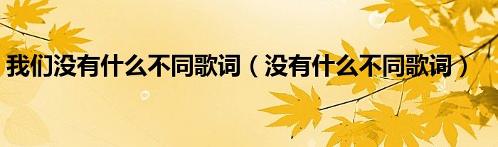 我們沒有什么不同歌詞（沒有什么不同歌詞）